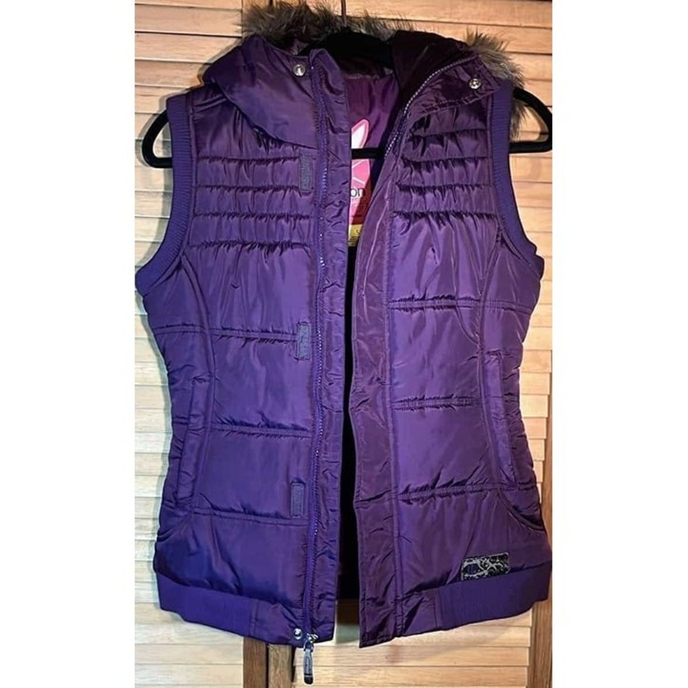 Burton Puffer Vest SZ SMALL Purple Dry Ride Ski Snowboarding Hooded‎ Outdoor